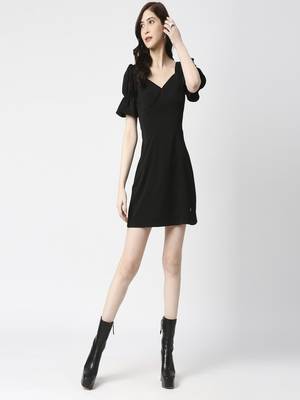 Black puff sleeve dress 5