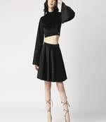 Velvet cord-set crop top and flared skirt