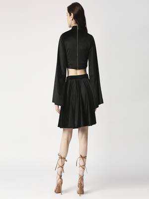 Velvet cord-set crop top and flared skirt 4