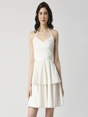 Neck tie-up layered dress 1