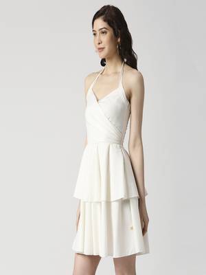 Neck tie-up layered dress 2