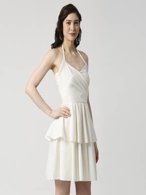 Neck tie-up layered dress 3