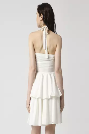 Neck tie-up layered dress