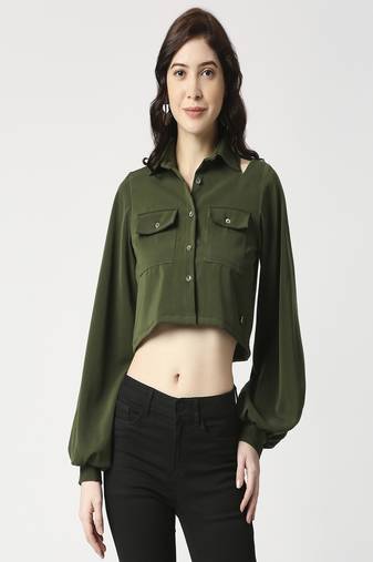 Olive crop shirt