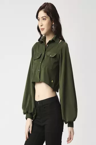 Olive crop shirt