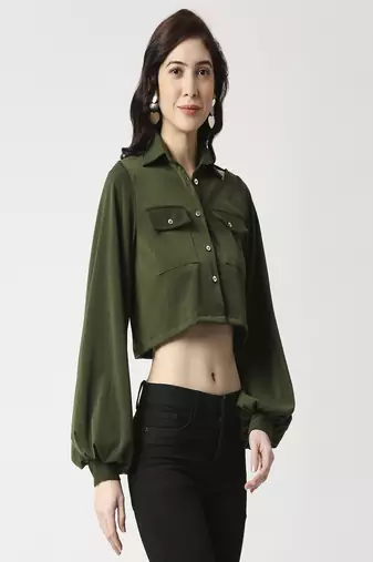 Olive crop shirt