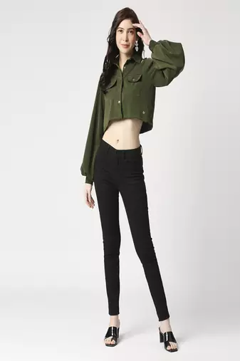 Olive crop shirt