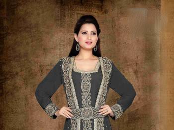 Black color Full Sleeves Handmade Moroccan Kaftan with sun-proof hiijab 2