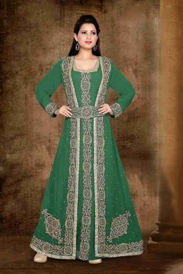 Dark-Green color Full Sleeves Handmade Moroccan Kaftan 1