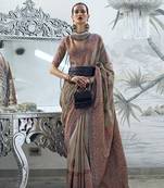 Light Grey Color Handloom Weaving Silk blend Saree