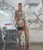 Sky Blue Color Handloom Weaving Silk Blend Saree