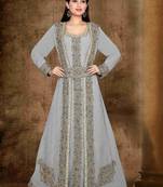 Grey color luxurious Full Sleeves Handmade Moroccan Kaftan.