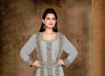 Grey color Full Sleeves Handmade Moroccan Kaftan 2