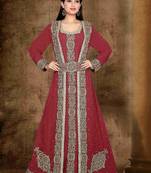 Maroon color luxurious Full Sleeves Handmade Moroccan Kaftan.