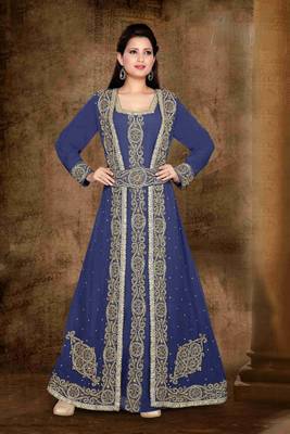 Navy-Blue color Full Sleeves Handmade Moroccan Kaftan 1