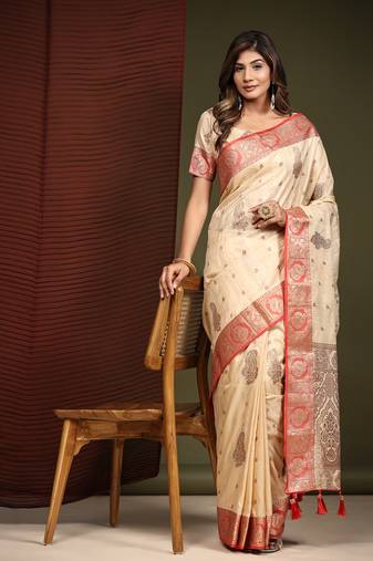  Katan Silk With Rich Pallu & Weaving Border |Designer Look|