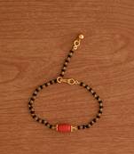  black beads  and red coral mangalsutra bracelet or hand mangalsutra one gram gold