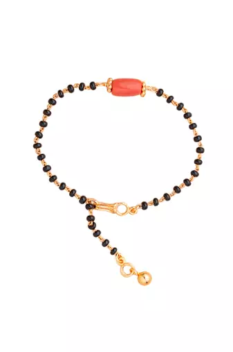  black beads  and red coral mangalsutra bracelet or hand mangalsutra one gram gold