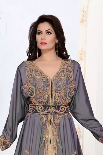 Black color Full Sleeves Handmade Moroccan Kaftan