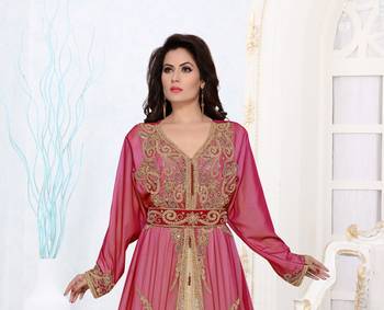 Maroon Georgette Beads and Zari Work Kaftan for Festivals 2