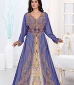 Navy-Blue color luxurious Full Sleeves Handmade Moroccan Kaftan.