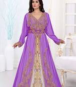 Purple color luxurious Full Sleeves Handmade Moroccan Kaftan.