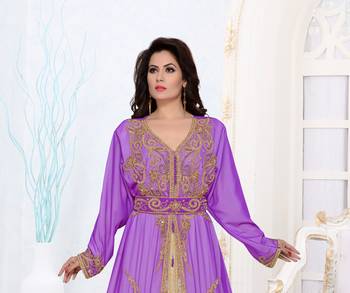 Purple color Full Sleeves Handmade Moroccan Kaftan 2