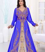 Royal-Blue color luxurious Full Sleeves Handmade Moroccan Kaftan.