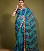 Pink color georgette chiffon with bandhani print with foil work with blouse