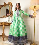 Women's cheked design jacquard work maxi dress