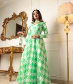 Women's choker neck geometric print jacquard long dress