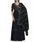 Black cotton anarkali with dupatta