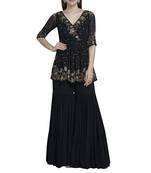 Black peplum sharara set