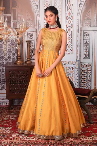 Musturd Anarkali set