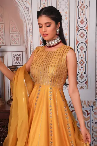 Musturd Anarkali set