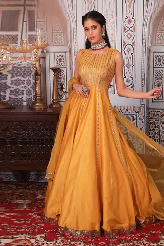 Musturd Anarkali set