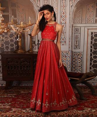 Rust Anarkali Set 1