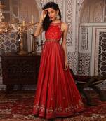 Rust Anarkali Set