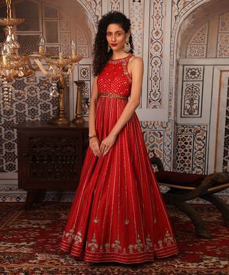 Rust Anarkali Set 2