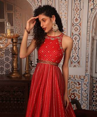 Rust Anarkali Set 3