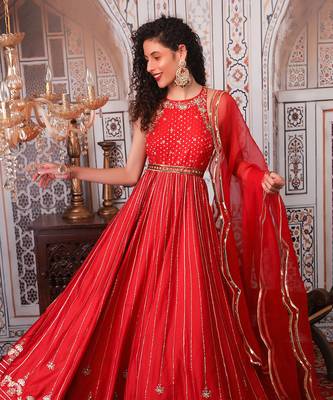 Rust Anarkali Set 4