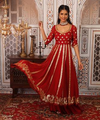 Red Anarkali set 2