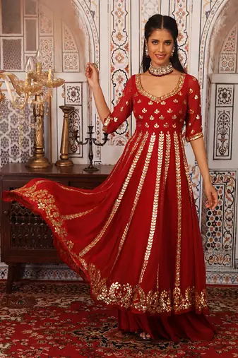Red Anarkali set