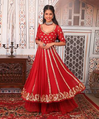 Red Anarkali set 3