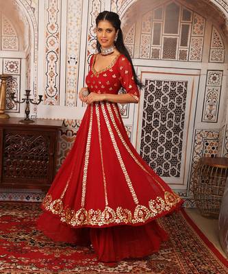 Red Anarkali set 4