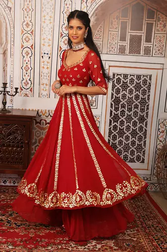 Red Anarkali set