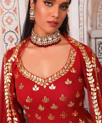 Red Anarkali set 5