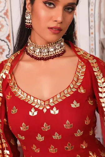 Red Anarkali set