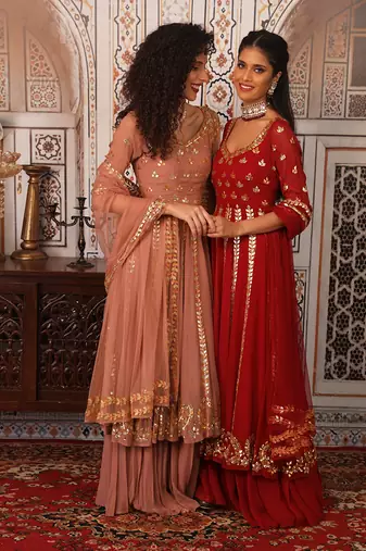 Red Anarkali set