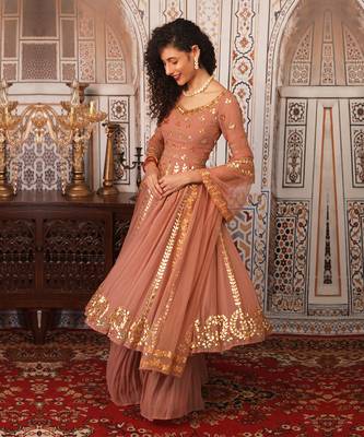 Champagne Anarkali set 2